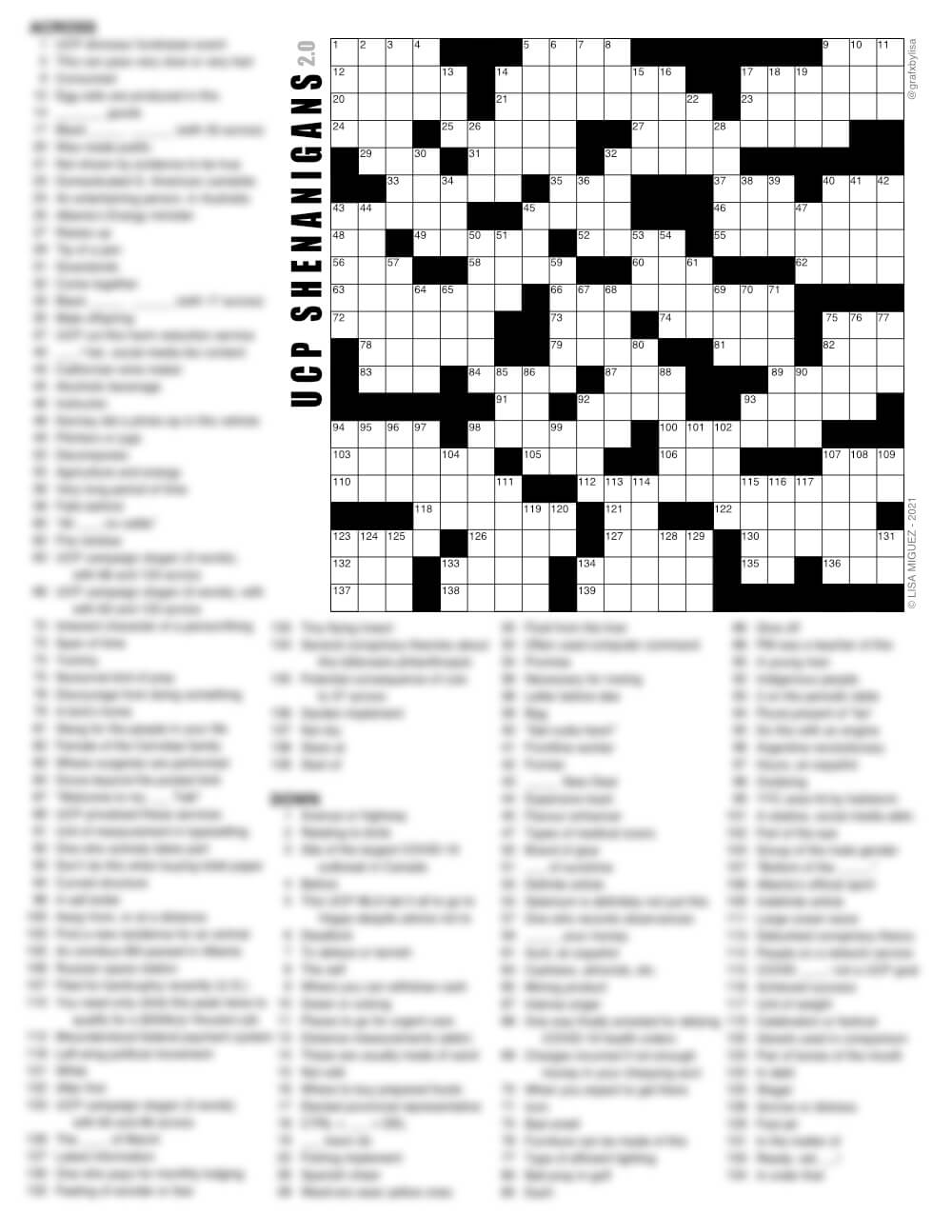 ucp shenanigans 2 0 free printable crossword puzzle